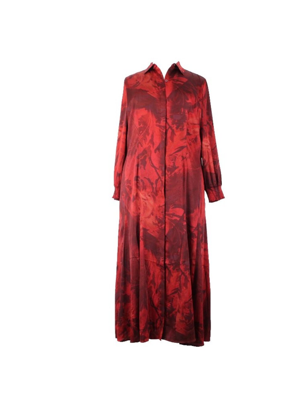 Chicos Dress $149 Sz 2.5 Red Burgundy Floral Collared 100% Polyester Dress